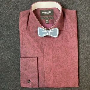 NWT Bonobos Tonal Paisley Tuxedo Shirt Slim Fit Size 14.5 32